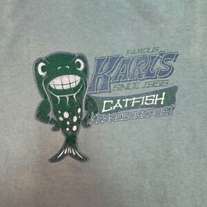 Old Navy Shirt Men's XL Famous Karls Catfish Kennebunkport Maine Green Fishing